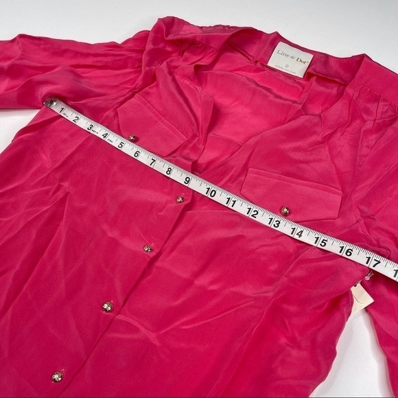 Line & Dot Revolve Top Blouse Silk Barbie Button Office Career Date Cocktail New - Picture 8 of 11